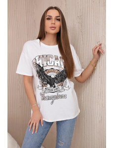 K-Fashion Halenka z rubané bavlny Chicago Eagles bílá+stříbrná