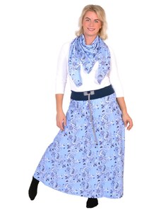Top Elegant Maxi sukně STELA / kašmír. vzor modrá