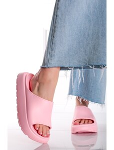 Ideal Světle růžové pryžové pantofle na platformě Quinn