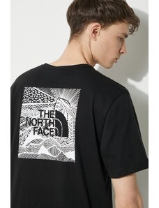 Bavlněné tričko The North Face M S/S Redbox Celebration Tee černá barva, s potiskem, NF0A87NVJK31