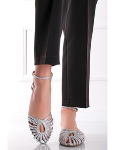 Ideal Stříbrné nízké sandály Megan