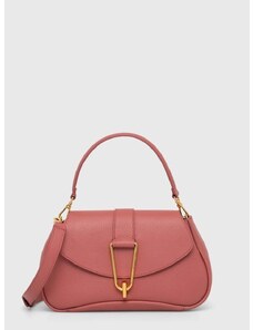 Kožená kabelka Coccinelle růžová barva