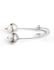 Klára Bílá Jewellery Dámské náušnice visací Bowpearls s perlou Stříbro 925/1000, Barva perly: Bílá