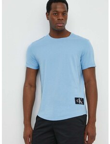 Bavlněné tričko Calvin Klein Jeans hnědá barva, s aplikací