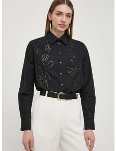 Bavlněná košile Pinko černá barva, regular, s klasickým límcem, 103474.A1UU