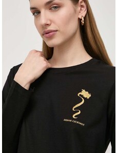 Bavlněné tričko s dlouhým rukávem Armani Exchange černá barva, 3DYT41 YJCNZ