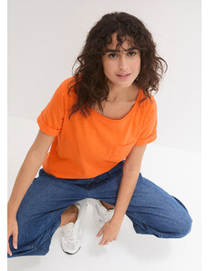 bonprix Žíhané triko s náprsní kapsou, z organické bavlny Oranžová