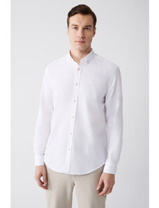 Avva Men's White 100% Cotton Buttoned Collar Standard Fit Regular Cut Shirt
