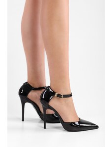 Shoeberry Women's Camalie Black Patent Leather Stiletto