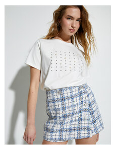Koton Mini Tweed Short Skirt Normal Waist Buttoned