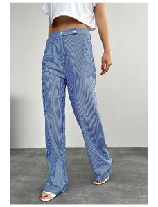 Laluvia Sax Stripe Double-Button Trousers