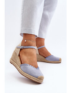 Kesi Modré Raylin Suede Espadrille Sandály na klínu s opletením