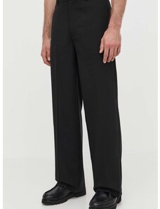 Kalhoty s příměsí vlny Samsoe Samsoe SACHRISTOPH černá barva, jednoduché, M24100104