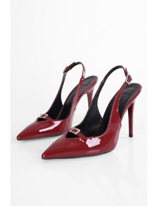 Shoeberry Women's Drea Burgundy Patent Leather Stiletto