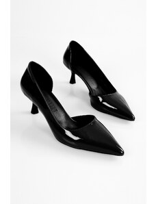 Shoeberry Women's Aurna Black Patent Leather Stiletto