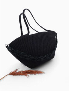 Marjin Women's Handmade Knitted Shoulder Bag Merde Black