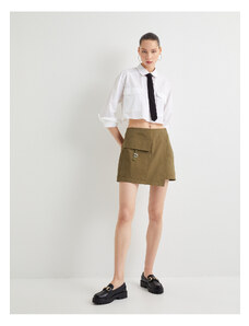 Koton Cargo Short Skirt Double Breasted Belt Detailed Pocket Slim Fit