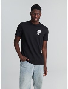 Sinsay - Bavlněné tričko s potiskem - černá