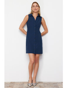 Trendyol Navy Blue Sleeveless Mini Woven Shirt Dress