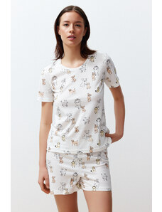 Trendyol Multi Color Cotton Animal Pattern Knitted Pajamas Set