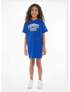 Dětské bavlněné šaty Tommy Hilfiger Tmavomodrá barva, mini