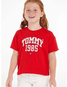 Dětské bavlněné tričko Tommy Hilfiger Červená barva