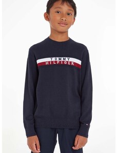 Dětský bavlněný svetr Tommy Hilfiger tmavomodrá barva, lehký
