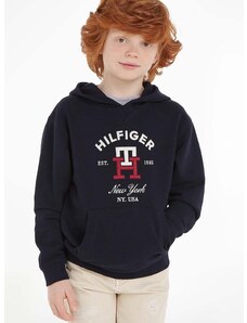 Dětská mikina Tommy Hilfiger tmavomodrá barva, s kapucí