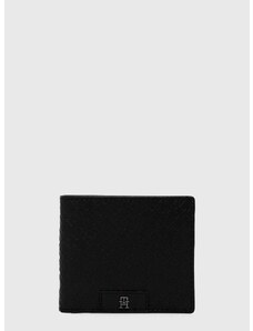 Kožená peněženka Tommy Hilfiger černá barva, AM0AM12174