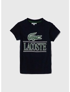 Dětské bavlněné tričko Lacoste tmavomodrá barva, s potiskem