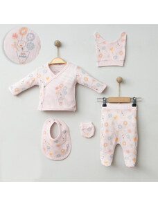TrendUpcz 5-dílná kojenecká souprava s vaflovou texturou, růžová | Oblečení pro miminka