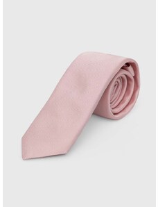 Hedvábná kravata HUGO růžová barva, 50468199