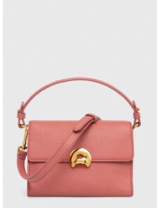 Kožená kabelka Coccinelle růžová barva