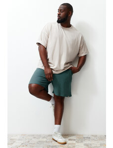 Trendyol Plus Size Emerald Green Regular/Regular Fit Comfortable 100% Cotton Shorts