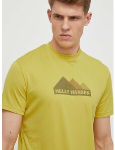Sportovní triko Helly Hansen žlutá barva, s potiskem
