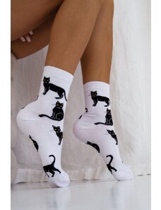 Veselé ponožky Milena 0200.024 kočky Bílá