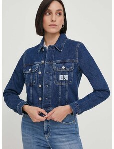 Džínová bunda Calvin Klein Jeans dámská, tmavomodrá barva, přechodná, J20J222789