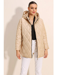 Bigdart 5181 Hooded Quilted Coat - Beige