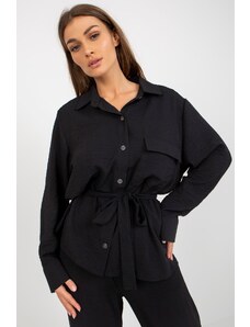 Lakerta Černá dámská košile oversize s límečkem