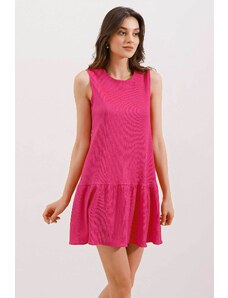 Bigdart 2344 Flared Knitted Summer Dress - Fuchsia