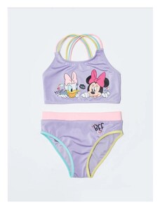 LC Waikiki Girls' Bikini with Minnie Mouse and Daisy Duck Print Made from Stretchy Fabric.