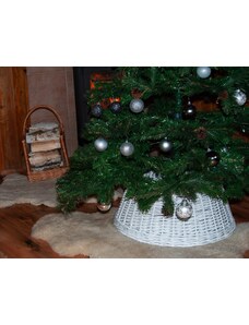 HRADIL Kryt proutěný na stojan, stromová sukně k vánočnímu stromku bílá 60 x 26