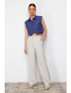 Trendyol Mink High Waist Wide Leg Pleated Woven Trousers