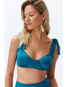 Trendyol Blue Balcony Tie-Up Bikini Top