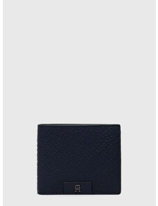 Kožená peněženka Tommy Hilfiger tmavomodrá barva, AM0AM12174