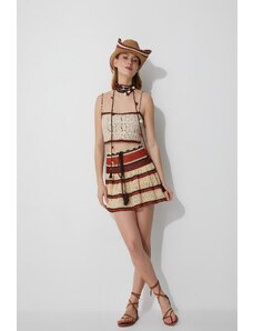Koton Women's Brown Striped Skirt