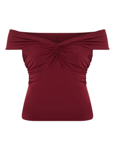 Trendyol Curve Burgundy Knot Detailed Knitted Blouse