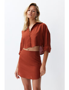 Trendyol Tile Woven 100% Cotton Shirt Skirt Set