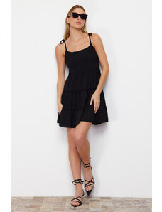 Trendyol Black Skirt Flounce Fabric Featured Mini Woven Dress Dress
