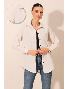 Bigdart 20203 Oversize Basic Linen Shirt - Cream